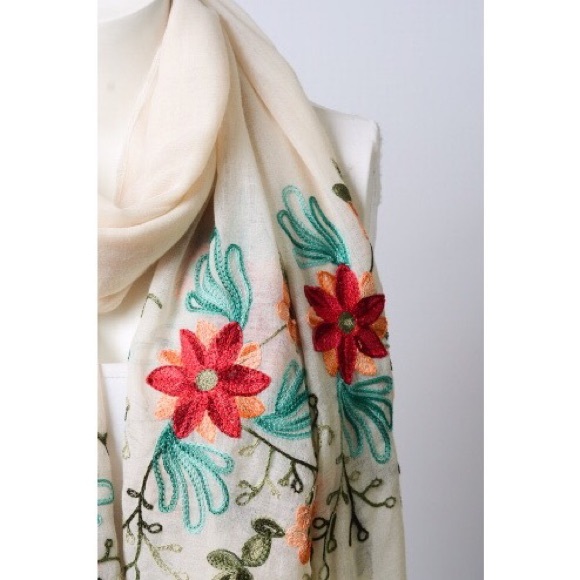 Floral Embroidered Scarf - Picture 3 of 3